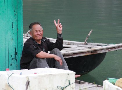 Vietnam local peace sign
