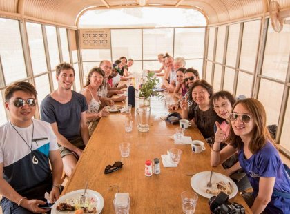 Lunch with your group in Uluru National Park Australia with Intrepid Travel