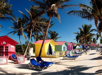Colourful beach huts in Bahamas
