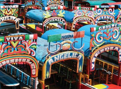 Colourful boats of Xochimilco