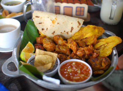 Delicious traditional food, Chiccarones in Costa Rica