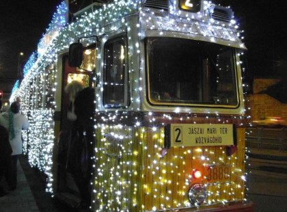 Hungary Budapest christmas train lights
