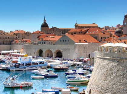 Sailing boats in Dubrovnik harbour, Croatia