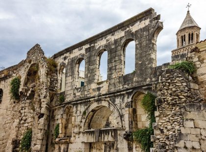 Close view of old ruins, Diocletian Palace, Split, Croatia