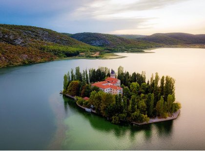 Island in Krka lakes of Croatia