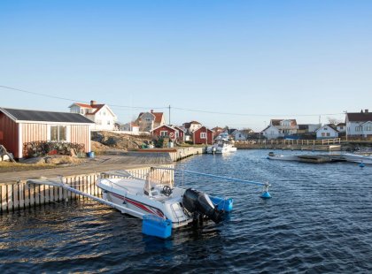 Intrepid Travel sweden vrango island boat in port