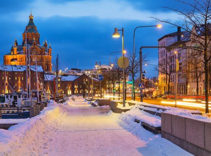Visit snow covered Helsinki in Finland