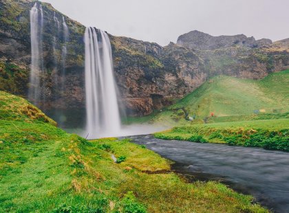 Beautiful Seljalandsfoss falls, Iceland