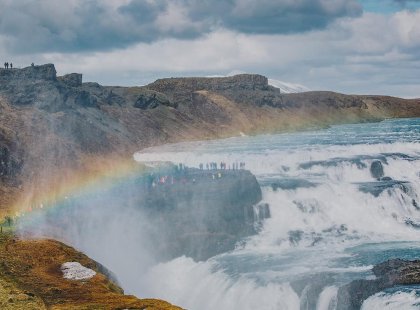 A Rainbow in mist over Gulfoss Falls, Iceland