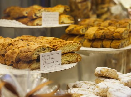 Check out the numerous bakeries at the Centrale Market in Florence, Italy