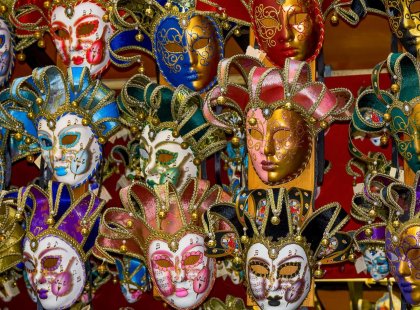 Painted Ceramic Venetian Masks in Venice