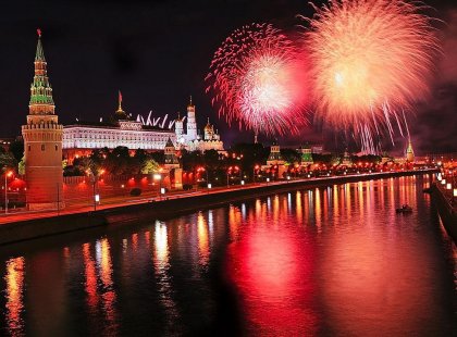 Fireworks over the Kremlin, in Russia