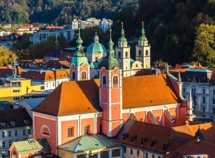 Intrepid Travel slovenia ljubljana church town rooftops