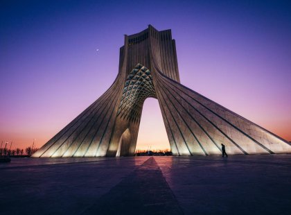 Sunset at Azadi Tower in Tehran on Iran Real Food Adventure