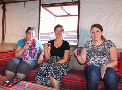 Enjoy some tea with your fellow travellers in Wadi Rum