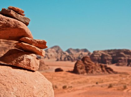 Intrepid Travel jordan wadi rum stone pile