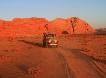 Jordan wadi rum orange jeep rocks