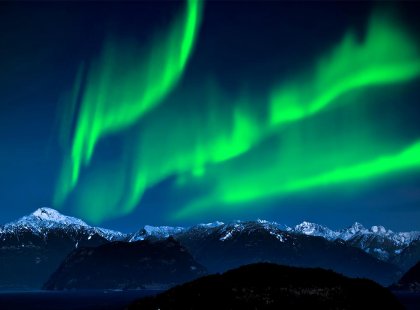 USA, Alaska, northern lights landscape