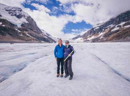 Intrepid travellers on a hike through Athabasca Glacier, Canada