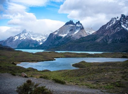 patagonia mountains lake landscape