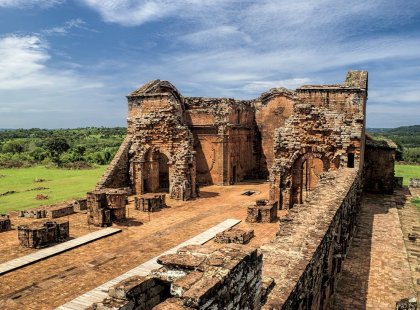 The historical site of Encarnacion showcasing Jesuit ruins in Paraguay