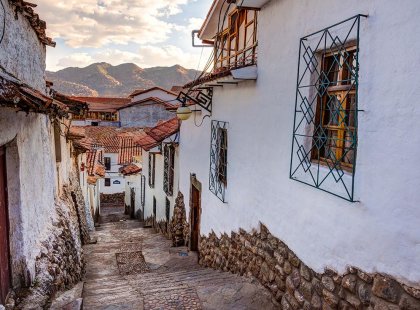 The cobbled streets of a Peruvian town