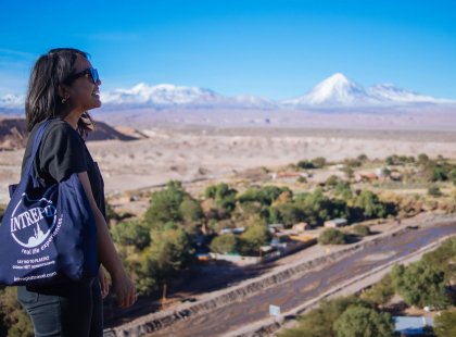 Solo Intrepid traveller in the Atacama desert, Chile