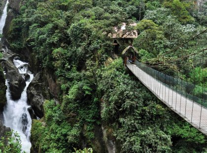 Ecuador Banos waterfall bridge