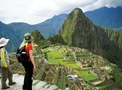 Landscape view of Machu Picchu ruins, Peru