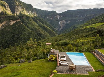 Relax in the Gocta Lodge pool and take in the gorgeous views