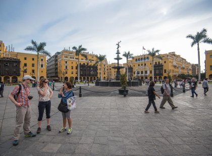 Group of travellers in Lima, Peru