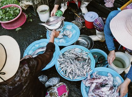 Vietnamese markets are lively gathering places full of fragrant and exotic foods, crafts, and clothes.