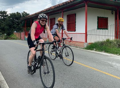 Cycle past colorful houses in Colombia’s vibrant coffee region