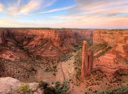 Before our descent into Canyon de Chelly, we enjoy spectacular views of towering Spider Rock from the canyon rim.