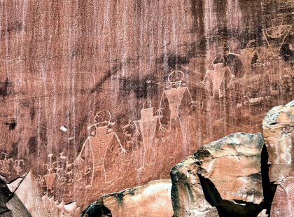 Discover intricate petroglyphs along your journey.