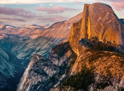 Come face to face with Half Dome and enjoy unsurpassed views of Glacier Point, Clouds Rest and Mt. Watkins on a hike to the rim of Yosemite Valley.