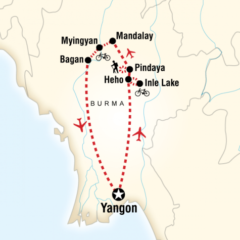 Cycle Myanmar - Tour Map