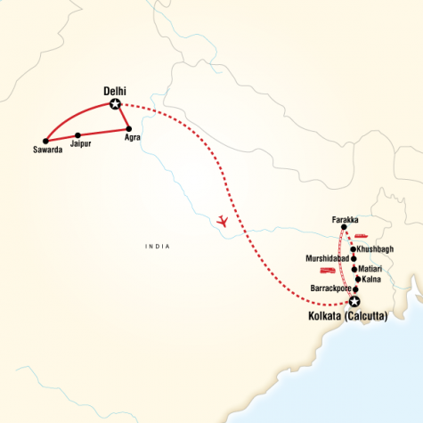 Explore North India & the Ganges - Tour Map