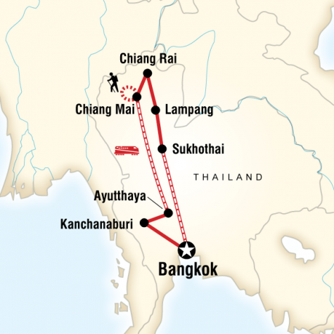 Northern Thailand Encompassed - Tour Map