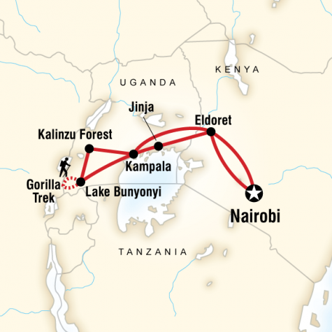 Kenya & Uganda Gorilla Adventure - Tour Map