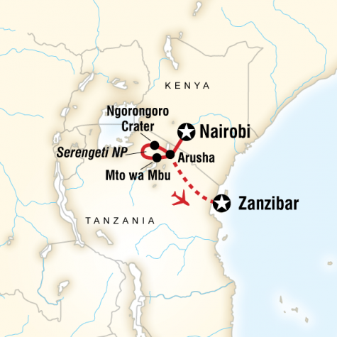 Serengeti Safari to Zanzibar - Tour Map