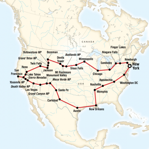Best of the USA Tour–New York to New York - Tour Map