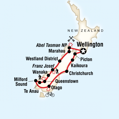 New Zealand – South Island Multisport - Tour Map