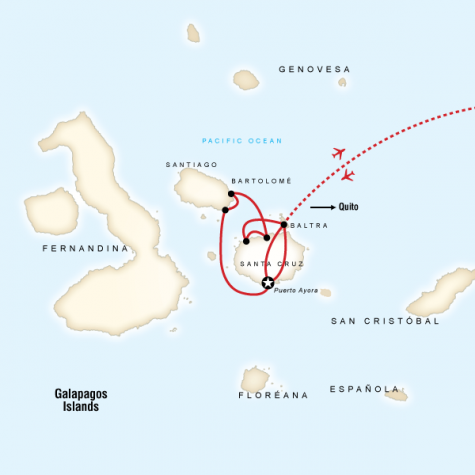 Galápagos Land & Sea — Central Islands aboard the Monserrat - Tour Map