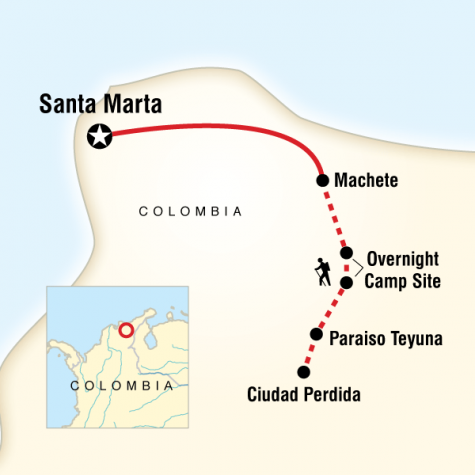 Colombia -  Lost City Trekking - Tour Map