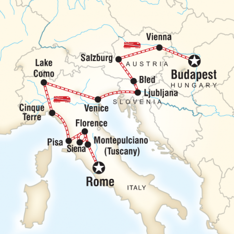 Rome to Budapest Explorer - Tour Map