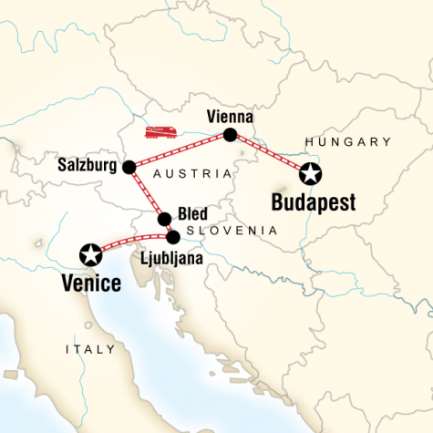 Venice to Budapest Express - Tour Map