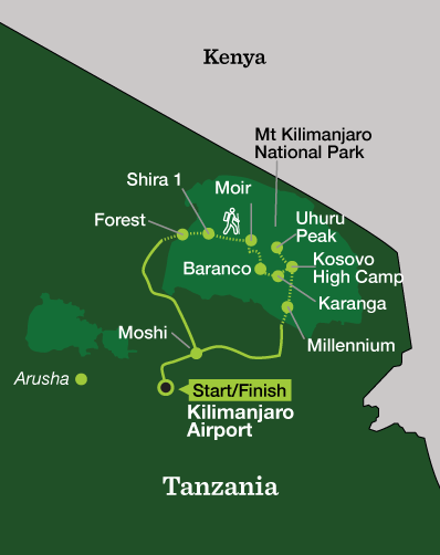 Mount Kilimanjaro Climb – Lemosho Route - Tour Map