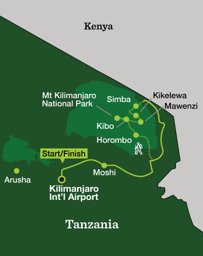 Mount Kilimanjaro Climb – Rongai Route - Tour Map