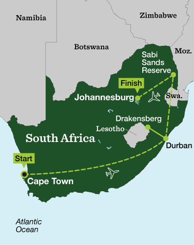 South Africa Ultimate Women's Adventure & Safari - Tour Map